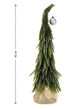 Ель искусственная 42см с блестками литая PE/полотно 000000000001228069