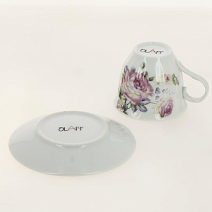 Набор чайный фарфор 13шт (6 чашек 220мл + 6 блюдец + чайник 1000мл) подарочная упаковка Флора Аромат Olaff 124-01169 000000000001200547