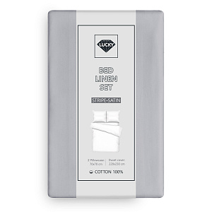 Комплект постельного белья Евро 70х70см-2шт LUCKY серый страйп-сатин хлопок 000000000001218113