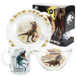 Набор детской посуды 3 предмета ND PLAY Мир Юрского периода Энциклопедия стекло 000000000001212271