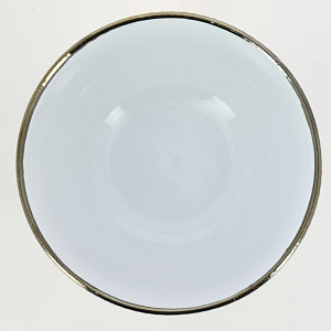 Салатник 13,6см/600мл LUCKY Точки металлическая кайма белый керамика 000000000001211234