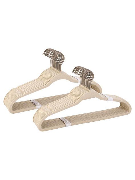 Набор плечиков для одежды 45х22см 30шт антискользящие бежевый пластик/флок 000000000001229809