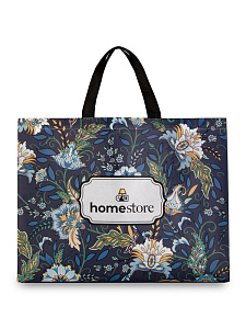 Сумка для покупок 47х36х10см HS цветочные узоры до 10кг синий пластик 000000000001227572