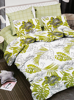 Комплект постельного белья 1,5-спальный BUENAS NOCHES June Пододеяльник на молнии 145х215см простыня 150х215см наволочка 70х70см-2шт сатин хлопок 000000000001215538