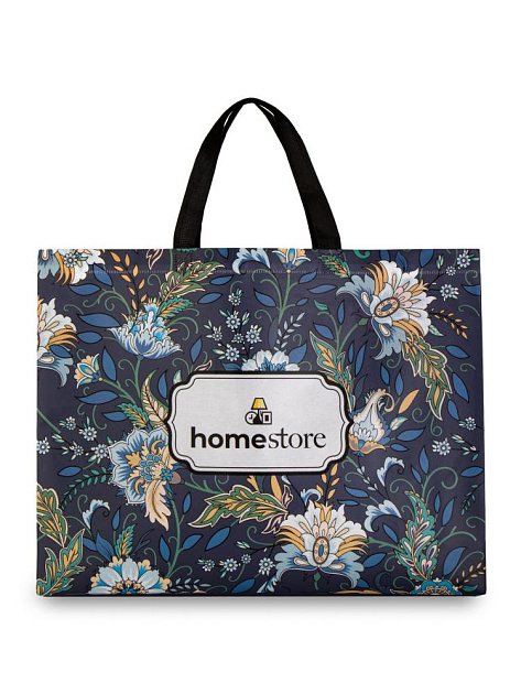 Сумка для покупок 47х36х10см HS цветочные узоры до 10кг синий пластик 000000000001227572