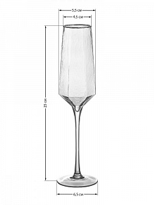 Фужер для шампанского 173мл LUCKY прозрачный с золотой каймой стекло 000000000001210477