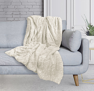 Плед меховой DE'NASTIA Розы 200х220см 100%Полиэстер молочный T040070 000000000001185165