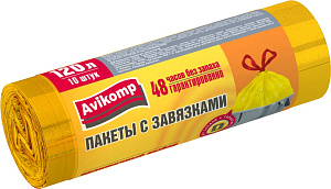 Мусорные пакеты с завязками Avikomp, 120л, 10 шт. 000000000001152555
