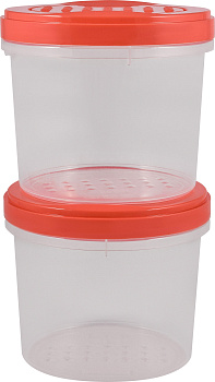 Набор банок Plast Team PATTERN, с закручивающейся крышкой, коралловый, 2 шт. (0,7л), 115х115х133 (PT9860) 000000000001201524
