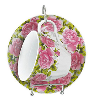 Чайная пара чашка фарфор 220мл/блюдце Сад металличейский стенд  подарочная упаковка Флора Olaff 124-01041 000000000001197813