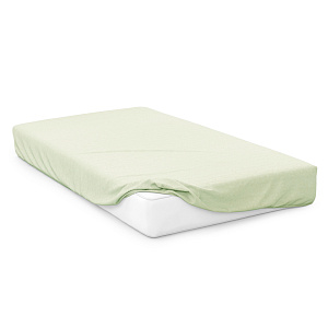 Простыня на резинке 160х200х25см СОФТИ с бурлетами 25см упаковка-ролик светло-зеленая поплин хлопок 100% 000000000001212010