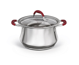 Кастрюля 1,9л SWEET HOME Паприка стеклянная крышка силиконовые вставки на ручках нержавеющая сталь 000000000001182945