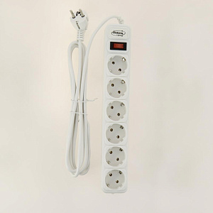 Фильтр сетевой 3м 6 розеток LUAZON LIGHTING 2200Вт 10А 220В белый 000000000001205717