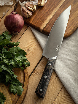 Нож Поварской шеф-нож 20,3см DE'NASTIA черная деревянная ручка нержавеющая сталь 000000000001218773