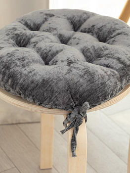 Подушка на стул 40см DE'NASTIA темно-серый велюр меланж полиэстер 000000000001226728