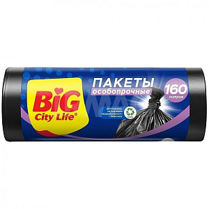 Пакеты для мусора 10шт 160л 80х110см BIG CITY LD особопрочные черный 000000000001214749