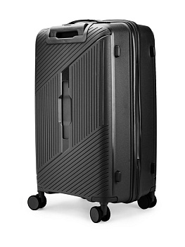 Чемодан на колесах M (42х26х65см) полосы черный PP 000000000001226553