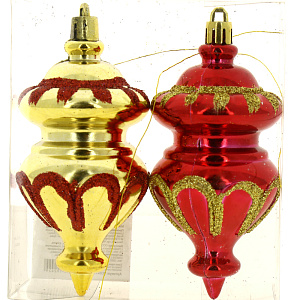 Декоративное украшение 10см Фонарик 2шт красный/золото PC04177 000000000001192084