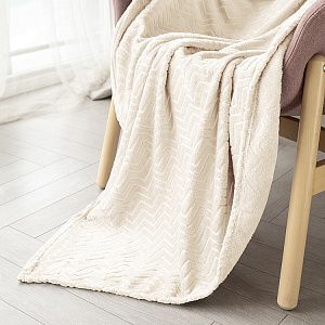 Плед 150x200см LUCKY Зигзаг молочный полиэстер 000000000001222751