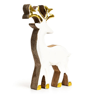 Декоративная фигурка 18x11x2,5см DE'NASTIA Олень белый эмаль деревоманго 000000000001225942