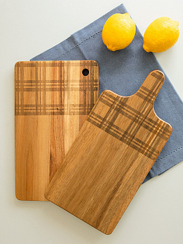 Доска разделочная 16,5x35x1,5см DE'NASTIA прямоугольная с узором коричневый дерево 000000000001228050