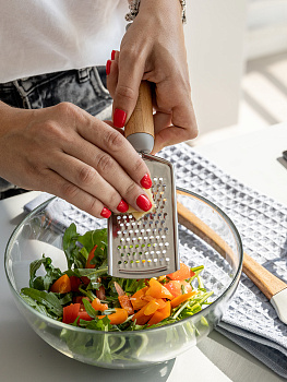 Терка 25,7x5,9см DE'NASTIA деревянная ручка из бука серый нержавеющая сталь 000000000001213988