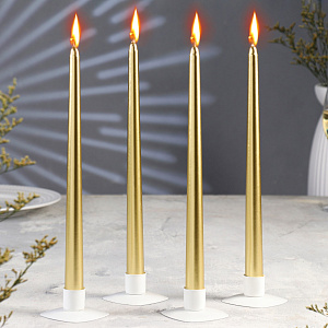 Набор свечей 4шт 20см золото парафин 000000000001214470