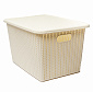 Корзина для хранения 37х26х22,3см с крышкой бежевый пластик