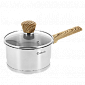 Ковш 1,7л CRISTELLE Wood style с крышкой нержавеющая сталь. Тройное капсулированное дно. Подходит для индукционных плит.
