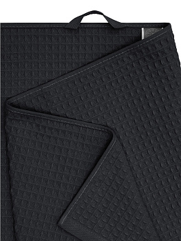 Полотенце вафельное 90x150см DE'NASTIA для бани/сауны 320гр темно-серый хлопок 000000000001219818