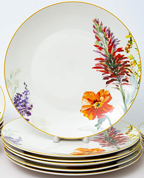 Набор столовой посуды 19 предметов BALSFORD Акварельный букет (обеденная 27см-6шт/десертная 20,5см-6шт/салатник 20,5см-6шт/салатник 23см 1,2л) фарфор 000000000001204596