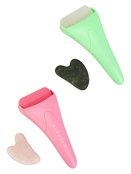 Набор массажный для лица 2 предмета (ледяной валик, скребок Гуаша) в ассортименте ПП/ТПР/камень 000000000001229382