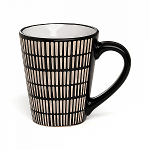 Кружка 300мл DE'NASTIA СКАНДИ Полоски черный/белый керамика 000000000001224467