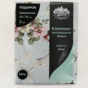 Комплект постельного белья ЕВРО ПОСУДА ЦЕНТР 80%Хлопок/20%Полиэстер Цветы PC02312 000000000001200915