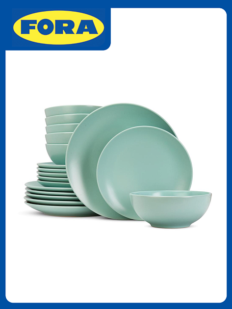 Набор столовой посуды 18 предметов FORA бирюзовый керамика 000000000001223052