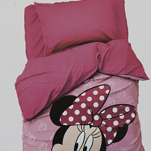 Комплект постельного белья 1,5-спальный Минни Маус пододеяльник143х215см простыня150х214см наволочки50х70см-1шт 125гр поплин 100%хлопок 000000000001206737