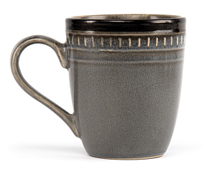 Кружка 410мл NINGBO Орнамент серый/черная полоса глазурованная керамика 000000000001217646
