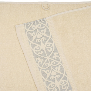 Полотенце махровое 100х150см LUCKY Вензельный бордюр светло-бежевый хлопок 100% 000000000001213132