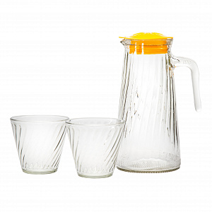 Набор для питья GARBO GLASS Грани (кувшин 800мл + стакан 250мл-2шт) стекло 000000000001217354