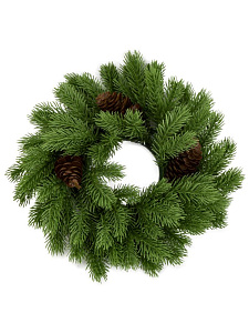 Венок новогодний 30см с шишками светло-зеленый Венок новогодний 30см с шишками светло-зеленый 000000000001228773