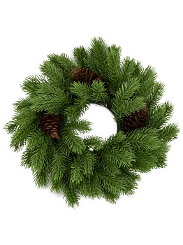 Венок новогодний 30см с шишками светло-зеленый 000000000001228773