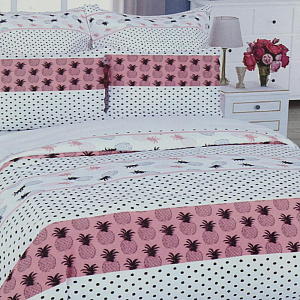 Комплект постельного белья 2-спальный LUCKY Ананас 2наволочки50х70см 1пододеяльник200х215см 1простыня220х215см серо-розовый бязь 100%хлопок 000000000001206528