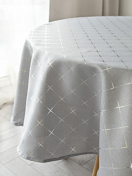 Скатерть 180см LUCKY Золотая коллекция Ромбы серебро полиэстер 000000000001226997