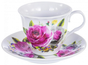 Пара чайная 220мл/блюдце OLAFF Изыск Флора подарочная упаковка фарфор 000000000001197804