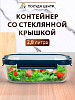 Контейнер 2,8л 28,1х21,5х9см прямоугольный синяя крышка боросиликатное стекло