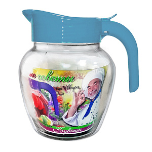 Кувшин 1,5л LARANGE ФОНАРЬ с крышкой Бирюза стекло 000000000001212046