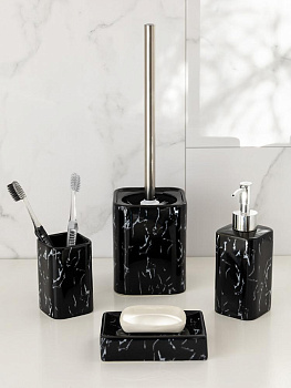 Щётка для унитаза с подставкой DE'NASTIA мрамор чёрный керамика 000000000001213501