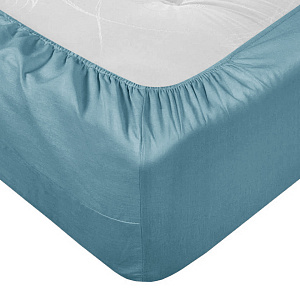 Простыня на резинке 90х200х25см LUCKY светло-синяя поплин хлопок 100% 000000000001216625