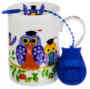 Кружка заварочная 310мл BALSFORD Совы силиконовое сито подарочная упаковка фарфор 000000000001197853