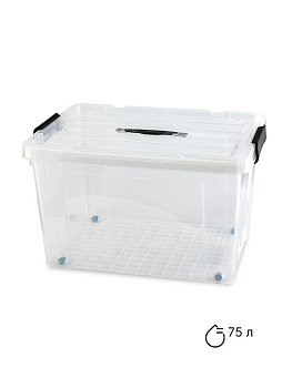 Контейнер для хранения 75л с крышкой прозрачный полипропилен 000000000001227854